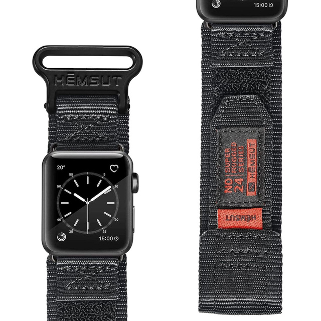 Nylon Strap for Apple Watch 2/3/4/5/6/7/8/9/SE/Ultra 42/44/45/49mm Nylon Band Sport Black