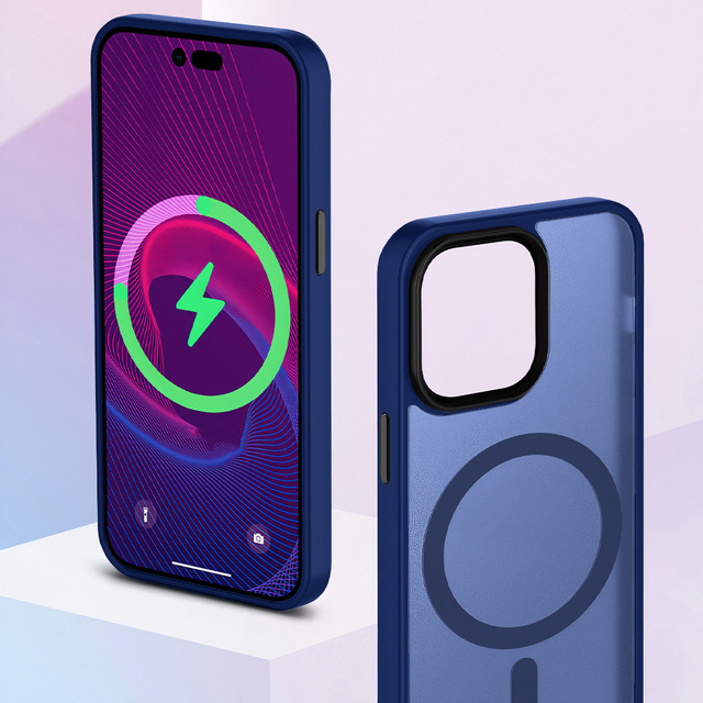 Protective phone case MagMat Case for MagSafe for Apple iPhone 12 / 12 Pro Matte Navy Glass