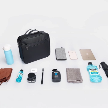 Bange Voděodolná kosmetická taška 30x26x10 cm Skládací na kosmetiku a doplňky, cestovní, dámská, pánská, černá