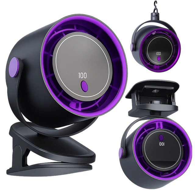 Wiatrak biurkowy ścienny cichy 25dB z klipsem bateria 8H mały 5 trybów wentylator cyrkulator powietrza Alogy ClipFan™ Ciemny Szary