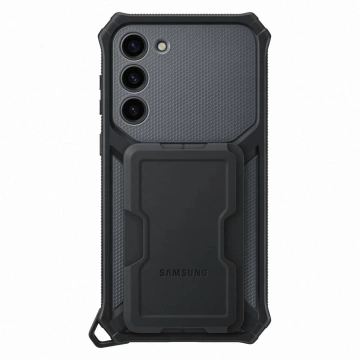 Pouzdro Samsung Rugged Gadget pro Samsung Galaxy S23 Plus stojánek na pancéřový kryt kroužku šedý