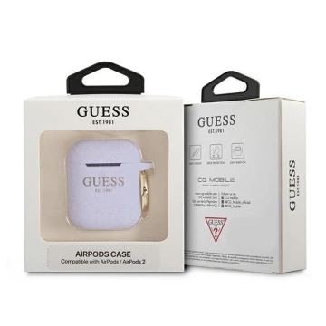 Guess GUA2SGGEU kryt AirPods purpurovo/fialový silikónový glitter