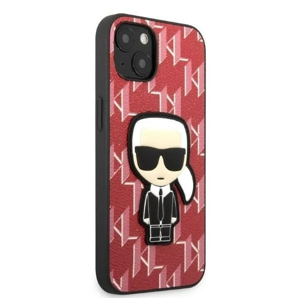 Ochranné puzdro na telefón Karl Lagerfeld KLHCP13MPMNIKPI pre Apple iPhone 13 6,1" pevné puzdro červené/červené Monogram Ikonik Patch