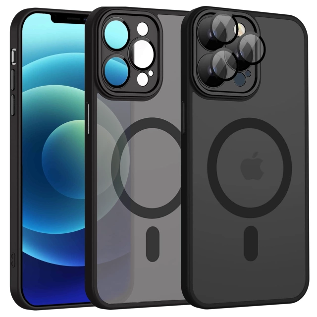 Puzdro pre Apple iPhone 12 Pro Alogy MagSafe Hybrid Matte Case Matný kryt s ochranou šošovky čierne sklo