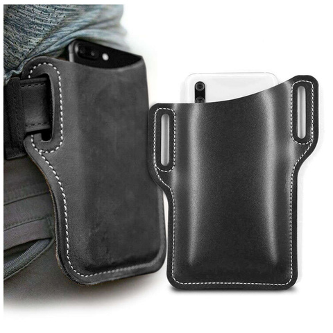 Universal phone case slider sachet Alogy leather belt holster cover case Black