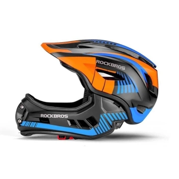 Children's bicycle helmet with detachable visor Rockbros TT-32SOBL-M size M - black and orange