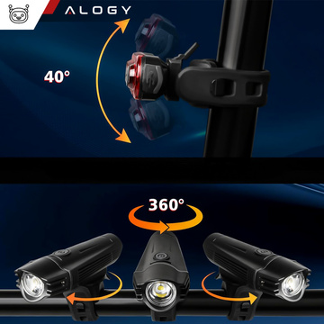 Bicycle Light 2in1 Front Rear Waterproof IPX4 LED Front Rear USB Light Bicycle Light Set Alogy