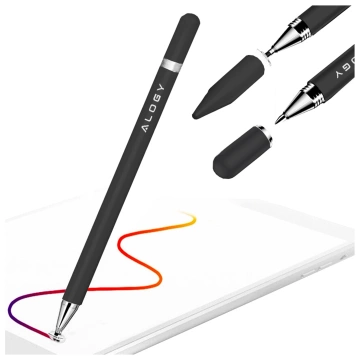 Kapacitní dotykový stylus Alogy 2 v 1 pro obrazovku telefonu a tabletu s perem Černá