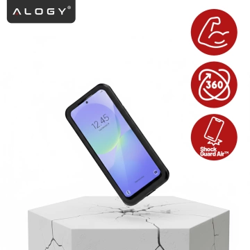 Etui Wodoodporne do Samsung Galaxy A56 5G 2025, Pancerna Obudowa 360° z Przezroczystym Tyłem, Alogy HydroArmor™ IP68 Case – Czarne