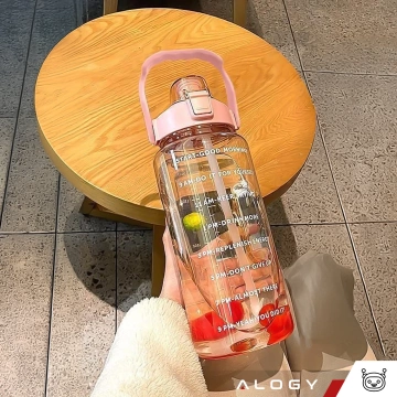 Пляшка велика, поїлка Alogy MotivHydro Мотиваційна мірна чашка 2л 2000мл Рожева