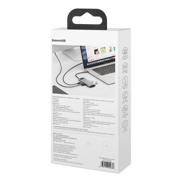 Концентратор 5w1 Baseus Metal Gleam Series, USB-C до 3x USB 3.0 HDMI USB-C PD