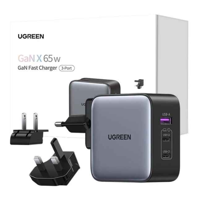 Ugreen Nexode wall charger, 2x USB-C USB, 65W