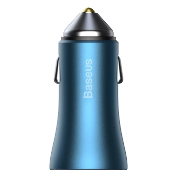 Baseus Golden Contactor Pro Fast USB Car Charger Type C / USB 40 W Power Delivery 3.0 Quick Charge 4 SCP FCP AFC USB Type C Cable - Lightning Blue (TZCCJD-03)