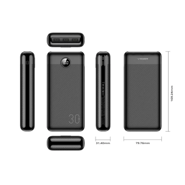 Powerbanka Externí baterie VEGER L30 - 30 000mAh LCD Quick Charge PD 20W černá (W3008PD)