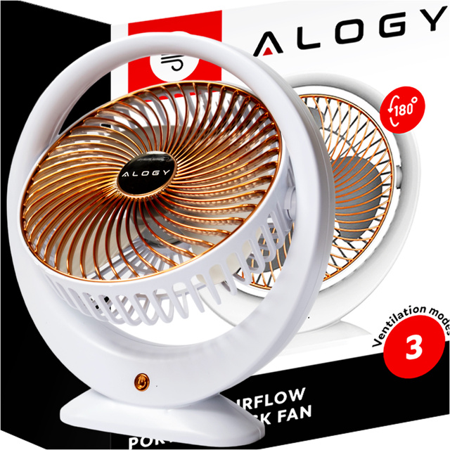 Fan Desk Fan Standing Strong Small Portable Wireless 1200mAh USB-C Alogy White