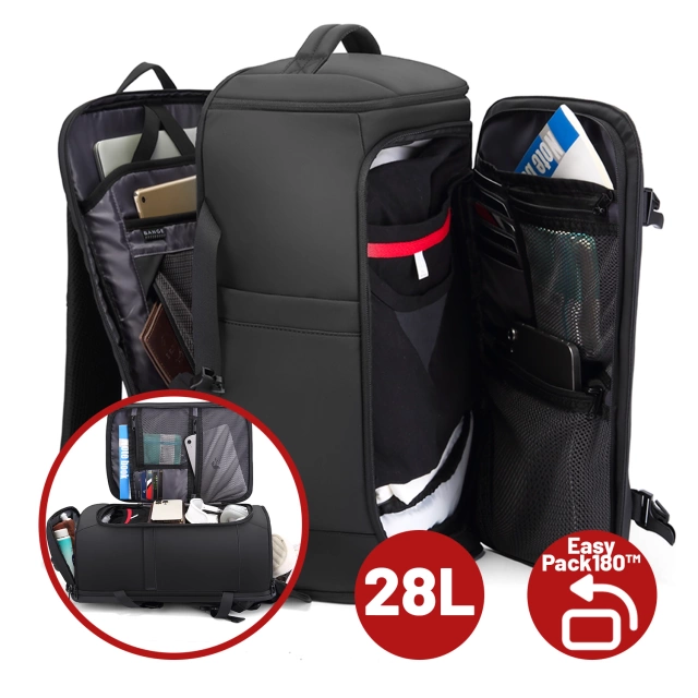 Водонепроникний рюкзак Bange для ноутбука 15.6", city traveler, 45х30х16 см, для роботи, літака, чоловічий, жіночий, з USB портом Чорний