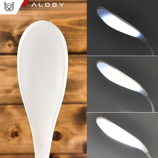Stolná LED lampa na stôl dotyková školská USB stojaca nočná bezdrôtová Flexible Alogy White