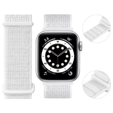 Alogy Nylonband mit Klettverschluss für Apple Watch 1/2/3/4/5/6/7/8/SE/Ultra (42/44/45/49 mm) Weiß