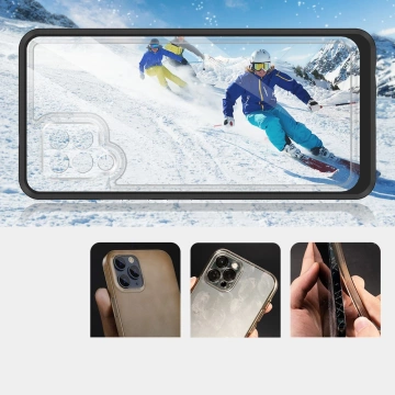 Priehľadné puzdro 3v1 pre Samsung Galaxy A42 5G Frame Gel Cover Black