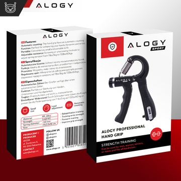 Rukoväť rukoväte na cvičenie, nastaviteľný vysoký odpor 10-60kg Alogy Sport grip s reguláciou a pultom Black