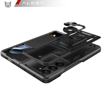 Hülle für iPhone 14 Pro Mag Safe Matt Case Cover matt Alogy Ring gepanzerte Handyhülle Schwarz