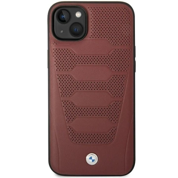 Etui na telefon BMW BMHCP14S22RPSR do Apple iPhone 14 6,1" vínová/vínová kožená sedadla vzor