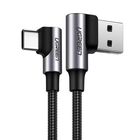 Zelený uhlový kábel USB – rýchle nabíjanie USB typu C 3.0 QC3.0 3 A 2 m sivý (US176 20857)
