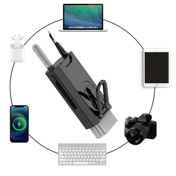 Multifunctional cleaner Alogy Cleaner Set 8in1 headphone keyboard screen cleaning kit for phones, laptops, computers Black