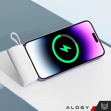 PowerBank 5000mAh Alogy vrecková externá nabíjačka Power Bank USB-C a lightning biela