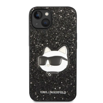 Ochranné puzdro na telefón Karl Lagerfeld KLHCP14MG2CPK pre Apple iPhone 14 Plus 6,7" čierne/čierne pevné puzdro Glitter Choupette Patch
