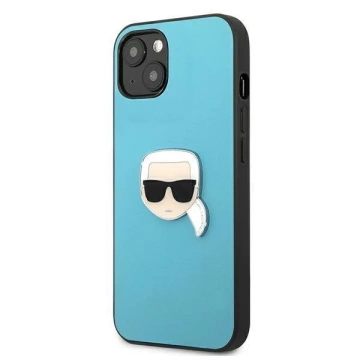 Karl Lagerfeld KLHCP13SPKMB iPhone 13 mini 5,4" niebieski/blau Hardcase Leder Ikonik Karl`s Head Metal