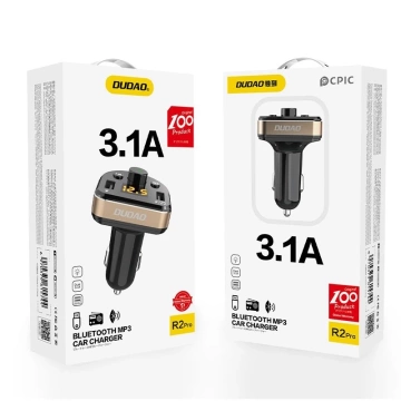 Dudao FM Transmitter Bluetooth автомобільний зарядний пристрій MP3 3.1 A 2x USB чорний (R2Pro чорний)