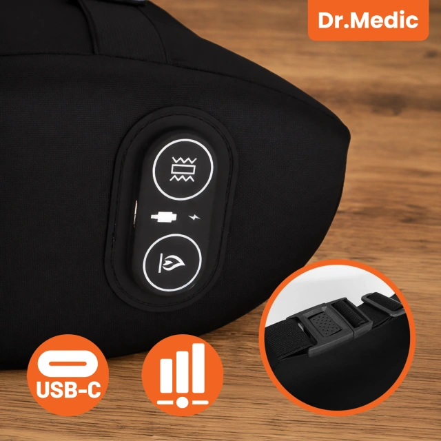 Autovankúš 2 v 1 s masážou a vyhrievaním – ergonomická opora pre krk, zátylok, chrbát a bedrovú oblasť, elektrický masážny prístroj s vibráciami pre vodiča a spolujazdca – Dr.Medic RelaxTherapyHeat™