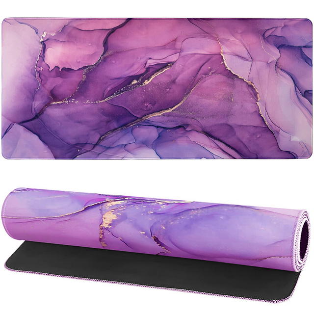 Desk pad for mouse keyboard Anti-slip gaming protective mat XXL 90x40 Alogy Marble purple