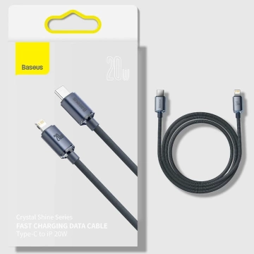 Kábel Baseus Crystal Shine Series USB kábel pre rýchle nabíjanie a prenos dát USB typu C - Lightning 20W 2m fialový (CAJY000305)