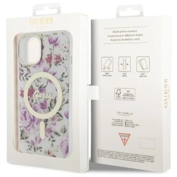 Pevné puzdro Etui Guess GUHMP14MHCFWST na iPhone 14 Plus 6,7" Flower MagSafe