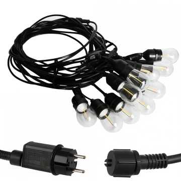 Garten-Girlandenleuchte, 10 LED-Balkonleuchten für den Garten, wasserdichte IP44-24-V-Glühbirnen