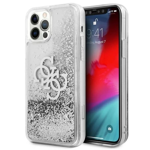 Guess GUHCP12LLG4GSI iPhone 12 Pro Max 6,7" srebrný/strieborný pevný obal 4G Big Liquid Glitter