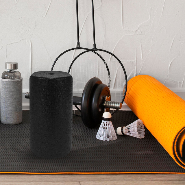 Exercise Massager Smooth Roller Yoga Muscle Roller 28.5x15cm Fit Fizjo Black