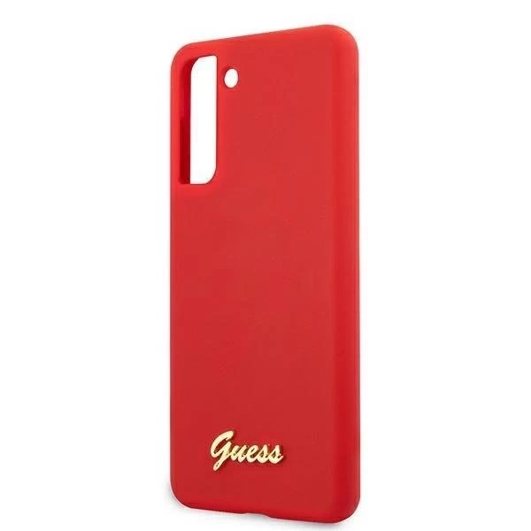 Guess GUHCS21MLSLMGRE S21 G996 czerwony/червоний твердий футляр Silicone Script Metal Logo