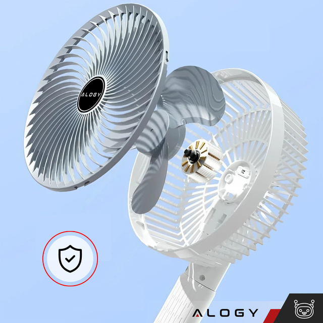 Stolní ventilátor stojící ventilátor malé oběhové čerpadlo s klipem bezdrátové ruční 500mAh USB-C Alogy White