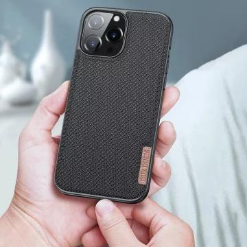 Kryt puzdra Dux Ducis Fino pokrytý nylonovým materiálom iPhone 13 Pro Max šedý
