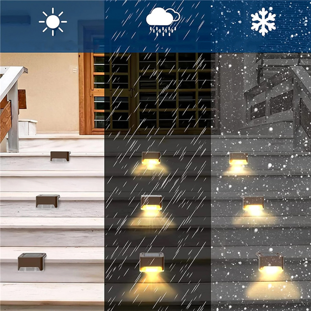 LED-Solar-Gartenlampe, Set x8, für Terrasse, Balkon, Treppe, Balustrade, mit Dämmerungssensor, AAA-Batterie, schwarz