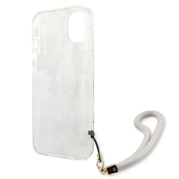 Guess GUHCP13SHFLSU iPhone 13 mini 5,4" fioletowy/fialové pevné pouzdro Flower Strap