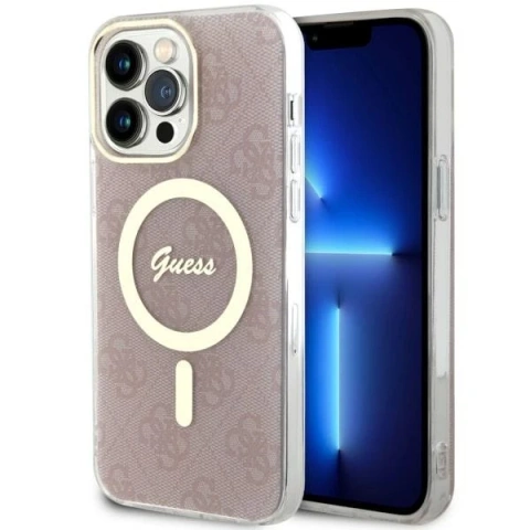 Guess GUHMP14XH4STP puzdro na telefón pre Apple iPhone 14 Pro Max 6,7" ružovo-ružové pevné puzdro 4G MagSafe