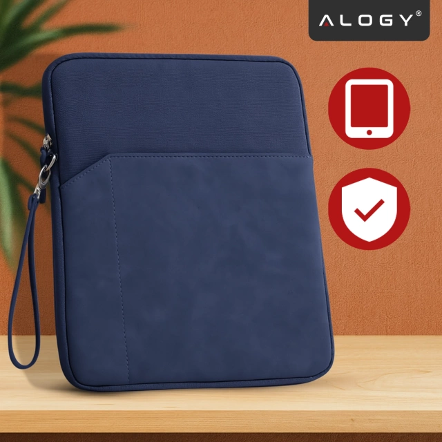 Torba Wsuwka Uniwersalna na tablet laptop 12–13" z Smyczką i Kieszonką, Ochronna, Wodoodporna, Miękkie Wnętrze Alogy SleeveBag™ – Etui do MacBook, iPad, Samsung, Lenovo, Xiaomi, Granatowy