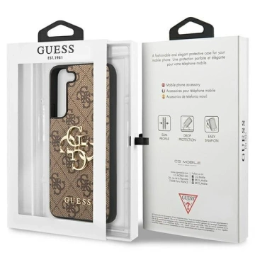 Etui Guess GUHCS23S4GMGBR do Samsung Galaxy S23 S911 brązowy/hnedé pevné puzdro 4G Big Metal Logo