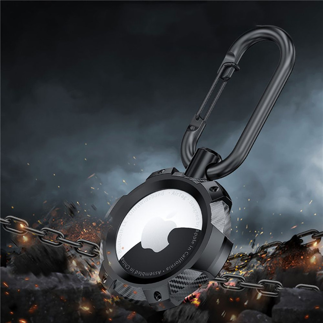 TpuCarbon pouzdro klíčenka s karabinkou pro Apple AirTag Black