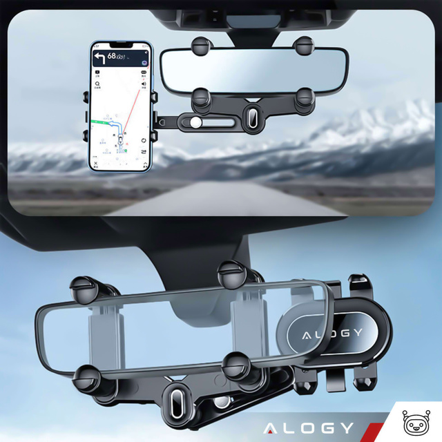 Autotelefonhalter für den Rückspiegel eines Autos Alogy Mirror Car Holder Schwarz