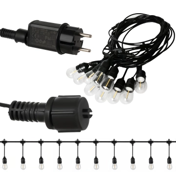 Garten-Girlandenleuchte, 10 LED-Balkonleuchten für den Garten, wasserdichte IP44-24-V-Glühbirnen